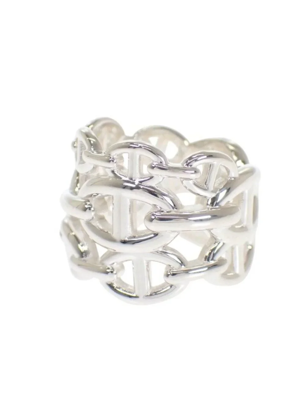Hermes Chaine D'Ancre Enchainee Stamp Ring 925 Sterling Silver